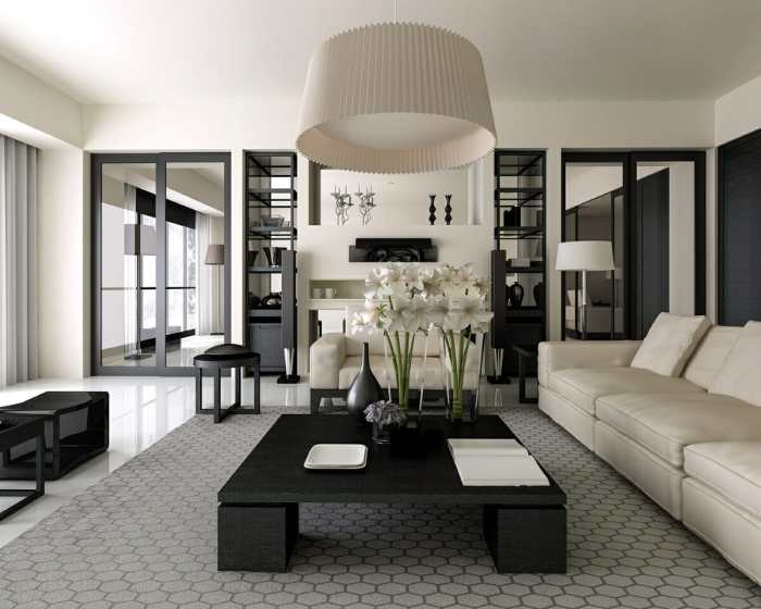 Black and white interior design for small house